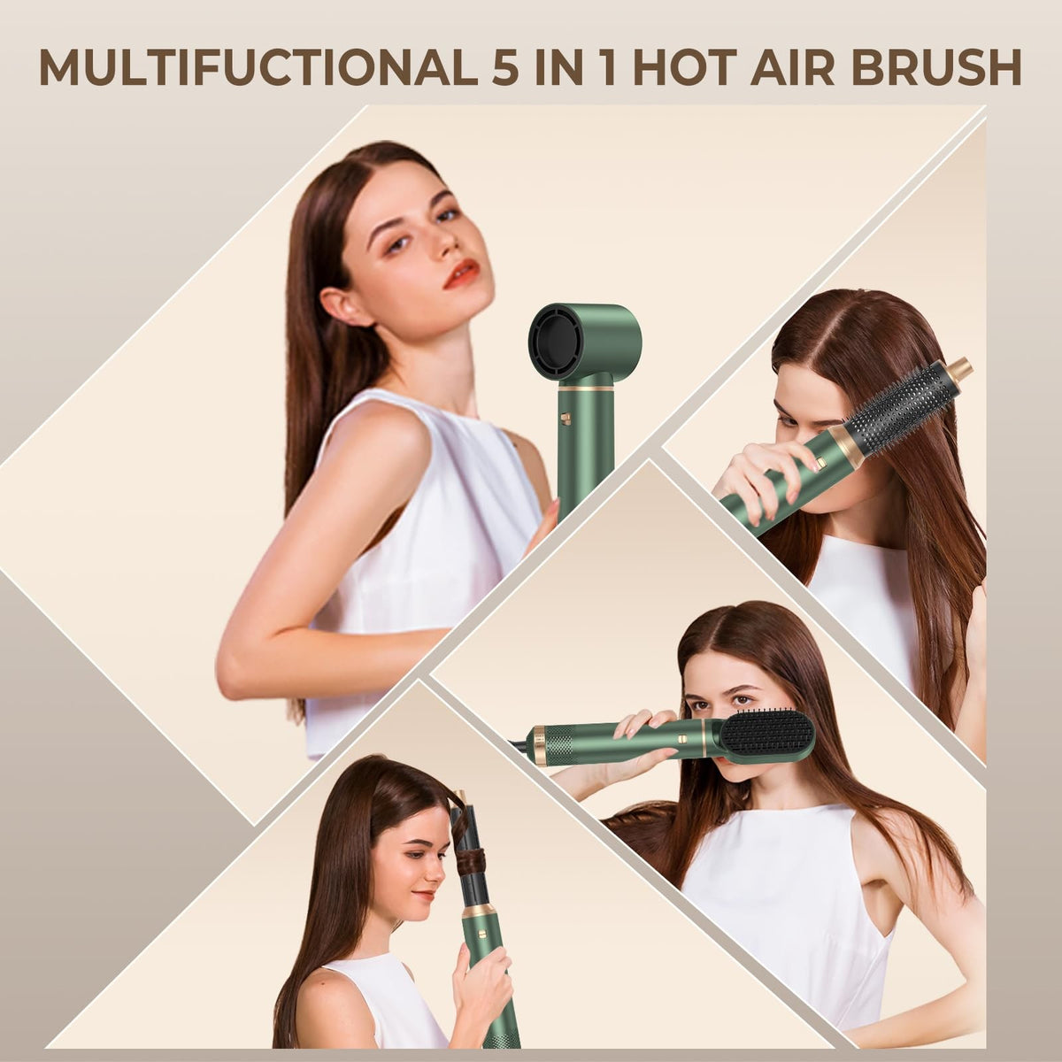 5-in-1 Hot Air Blow Dryer Brush Set with Detachable Curler