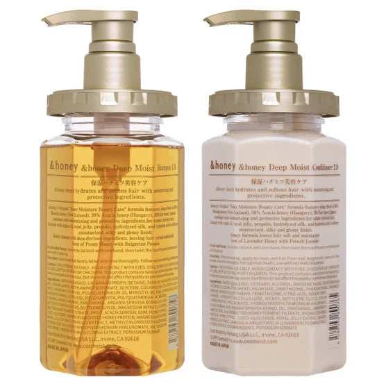 Deep Moist Shampoo & Conditioner Set with Manuka Honey for Damaged Hair - 440ML + 445G