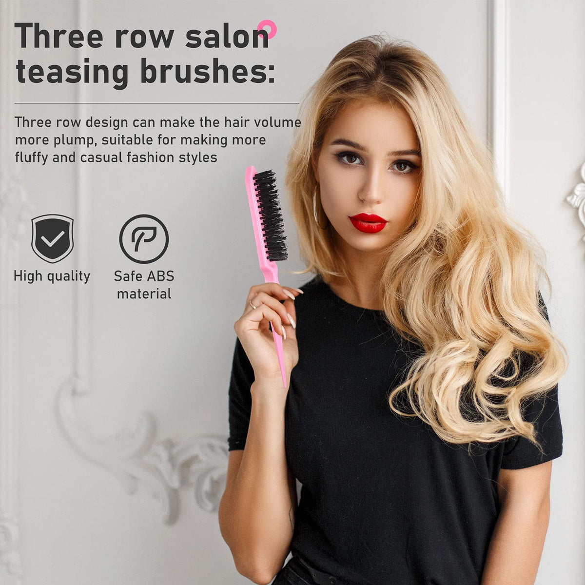 Hair Brush Set - Nylon Teasing Brushes for Salon & Styling, 12 Pieces