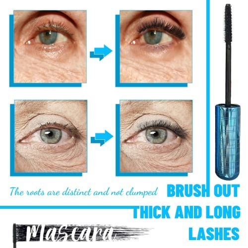 Waterproof Hypoallergenic Mascara for Older Women Thinning Lashes - Black Volume & Length