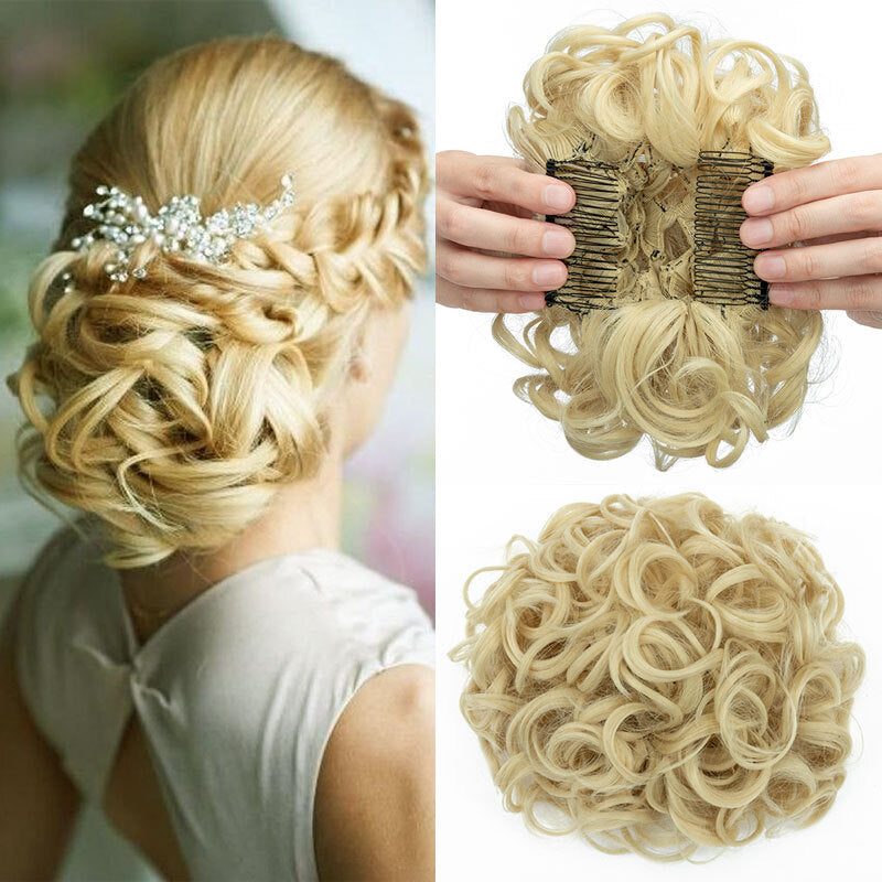 Women Ladies Curly Messy Bun Hair Piece Clip-In Extension - X-Large, Multiple Colors