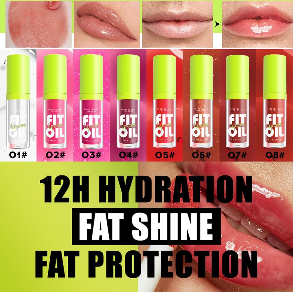 8-Color Lip Plumping Gloss Set with Moisturizing Formula - Voluminous Lip Shine