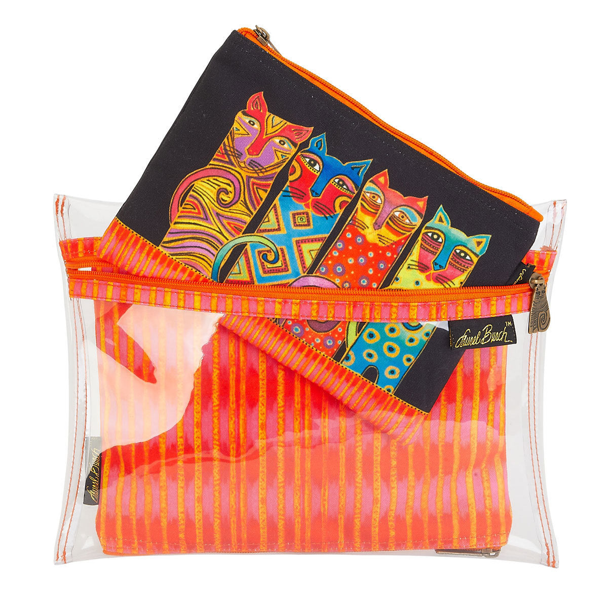 Set of 3 Feline Clan Cosmetic Bags Travel Makeup Organizer