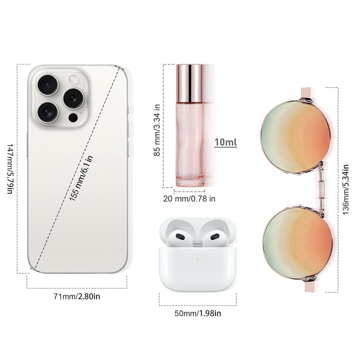 Glass Roller Bottles Set with Rose Gold Caps - 8 Pack 10ml Travel Essential Oil Containers
