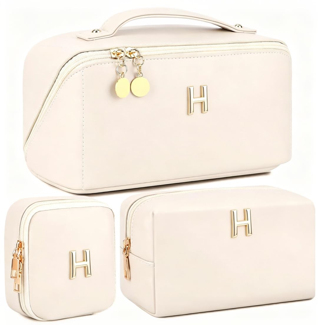 Large Travel Cosmetic Bag with Personalization, Waterproof Makeup Organizer
