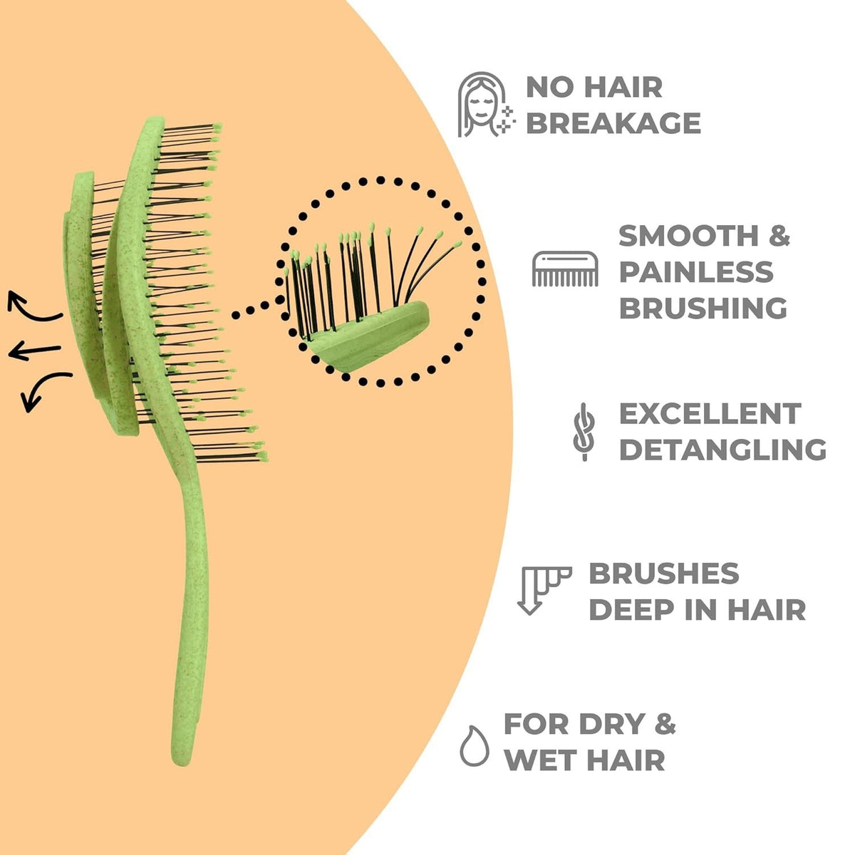 Ergonomic Spiral Detangling Hair Brush - Gentle, Eco-Friendly, Lightweight
