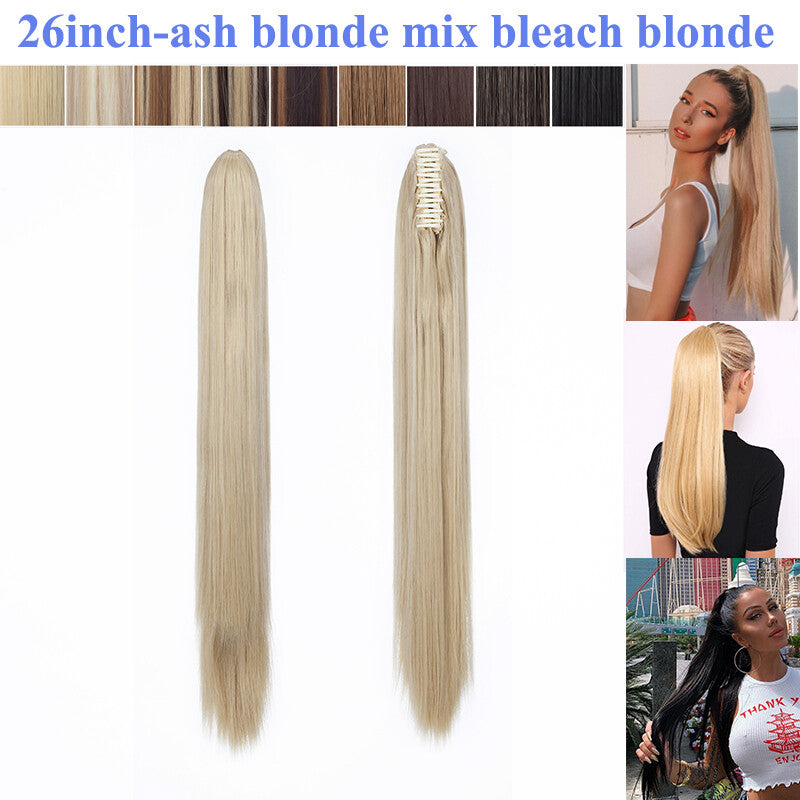 Thick Ponytail Hair Extension with Claw Clip - Wavy Curly Synthetic Hair