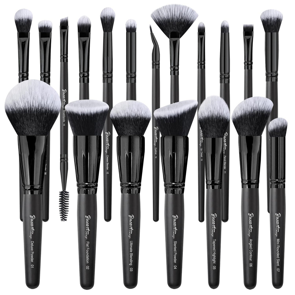 Makeup Brush Set 19 Pcs - Professional Synthetic Face & Eye Brushes with Holder