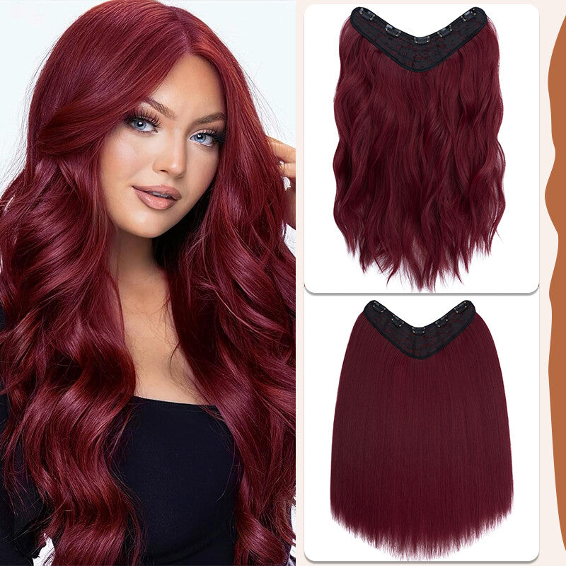 Clip-In Hair Extensions Full Head V-Shape 3/4 Thick Hairpieces with 5 Clips