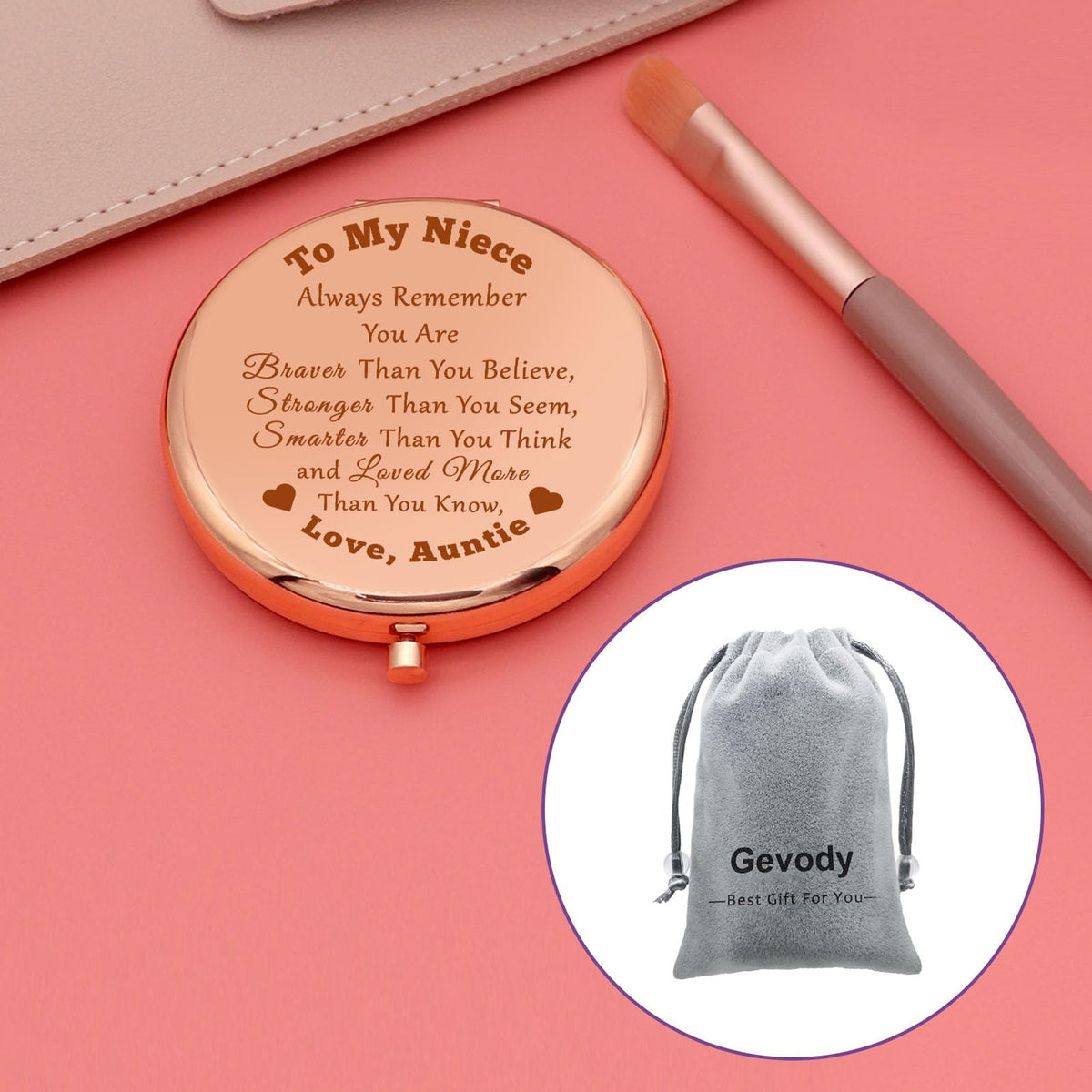 Portable Folding Makeup Mirror for Travel with Magnification - Niece Gift