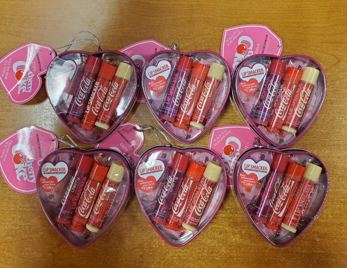 Lip Balm Set - 6 Tins of Coca Cola Lip Smacker Lip Gloss Collection with Collectible Tins