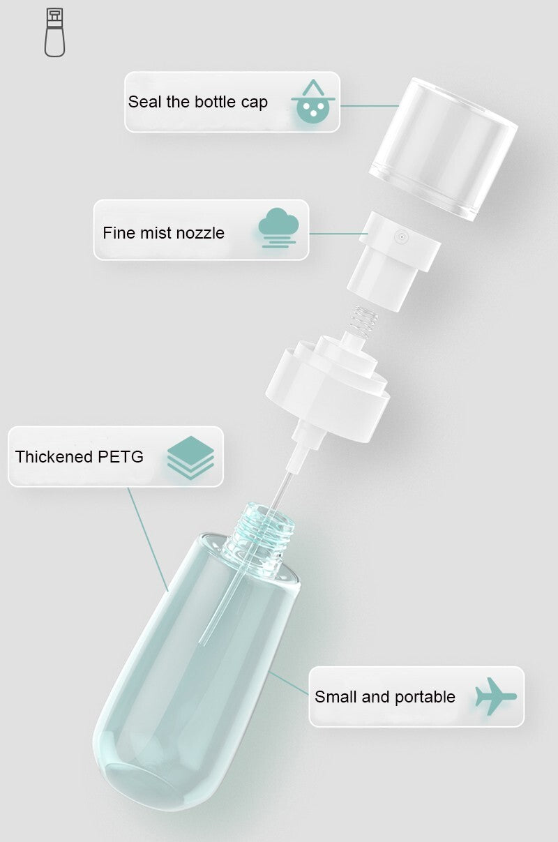 Travel Spray Bottle 100ml Fine Mist Refillable PETG Portable Container