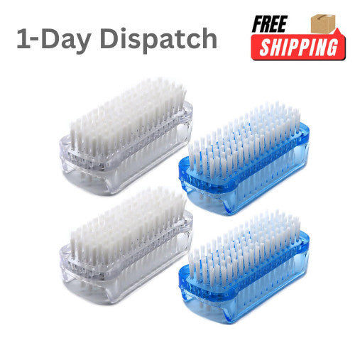 Two-Sided Nail Brush Set with Soft & Stiff Bristles, 4 Pack