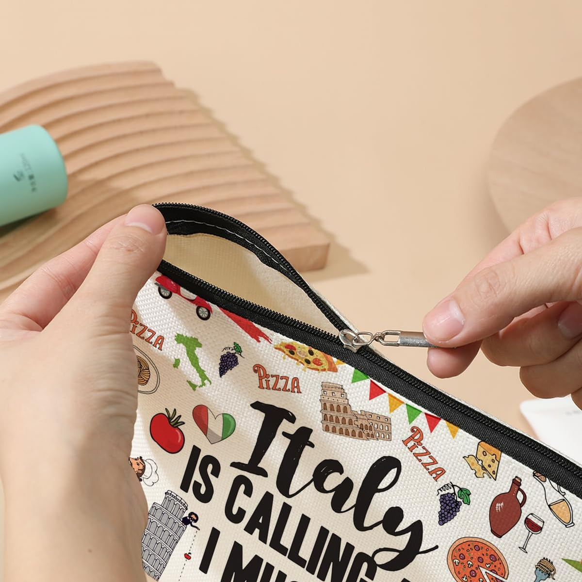 Italy Travel Cosmetic Bag - Gift for Italy Lovers & Women