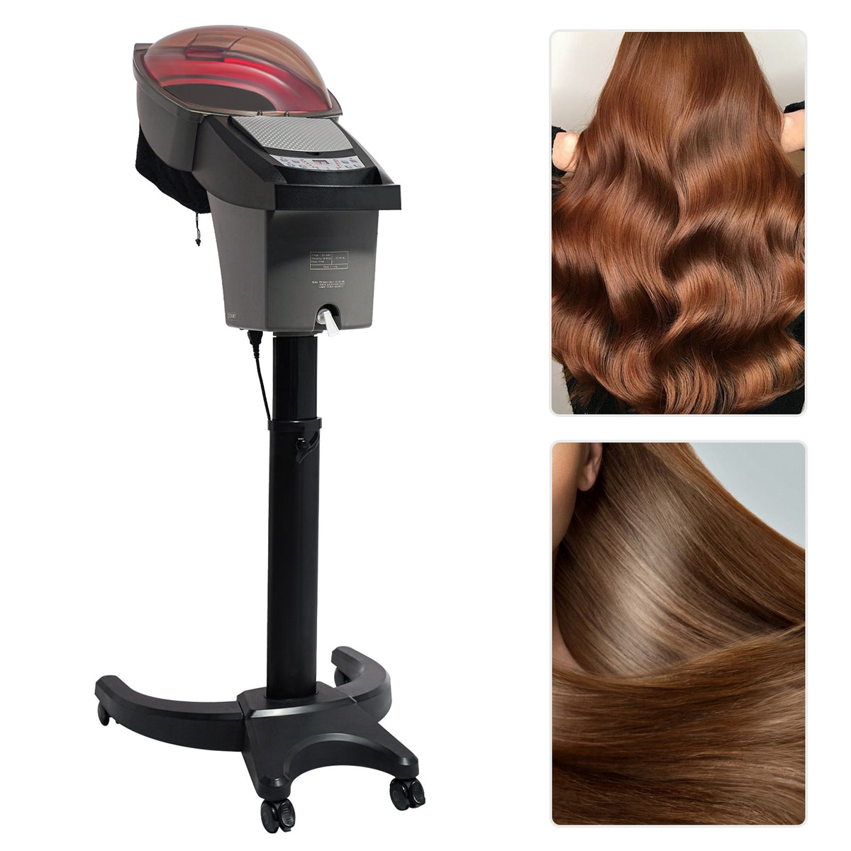 Professional Hair Steamer with Rolling Stand & 7 Color LED Light - Salon Spa Equipment
