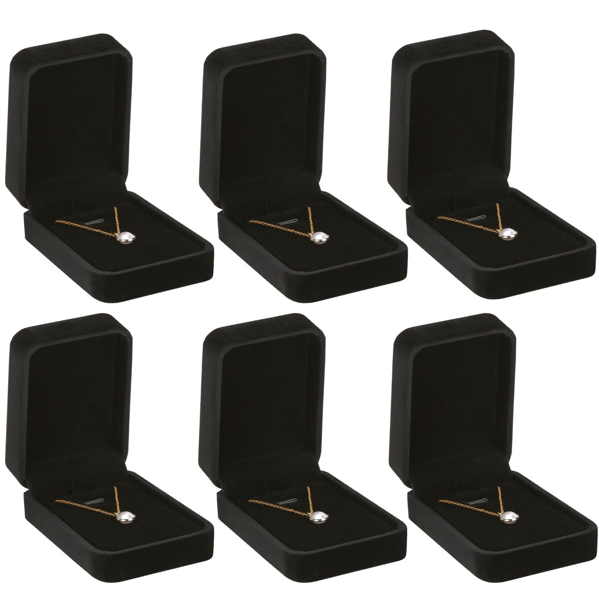 6 Pack Velvet Jewelry Pendant Boxes for Necklaces & Rings - 3.9x2.75x1.4 Inches