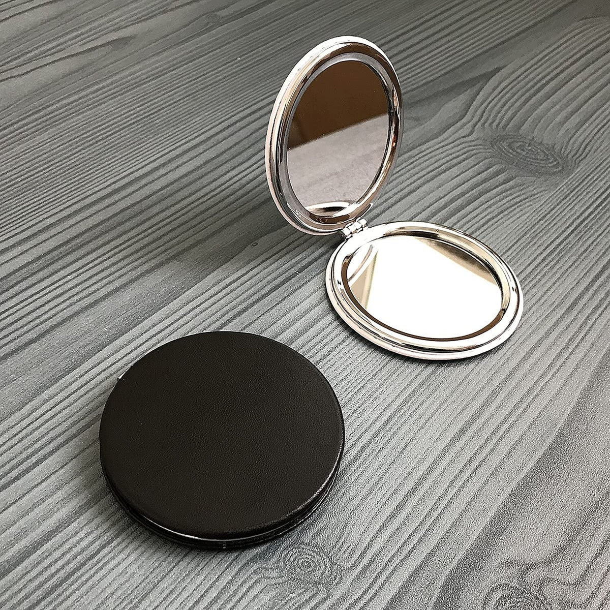 Double-Sided Makeup Mirror, 3.2" Round Folding Tabletop Mirror - Magnifying & Normal Sides
