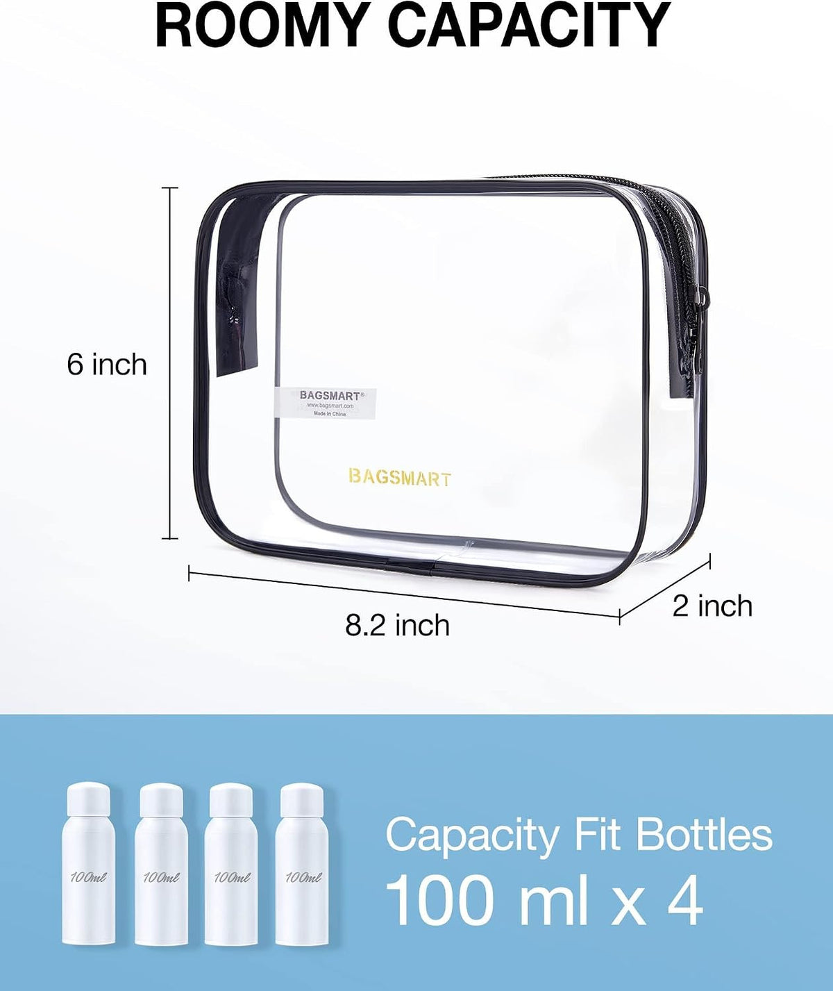 Water-Resistant Clear Toiletry Bag 2-Pack TSA Approved Travel Organizer