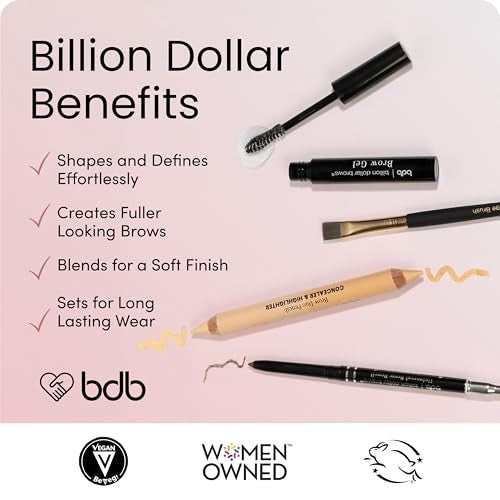 Eyebrow Makeup Kit - 4 Piece Brow Pencil, Highlighter, Gel & Brush Set