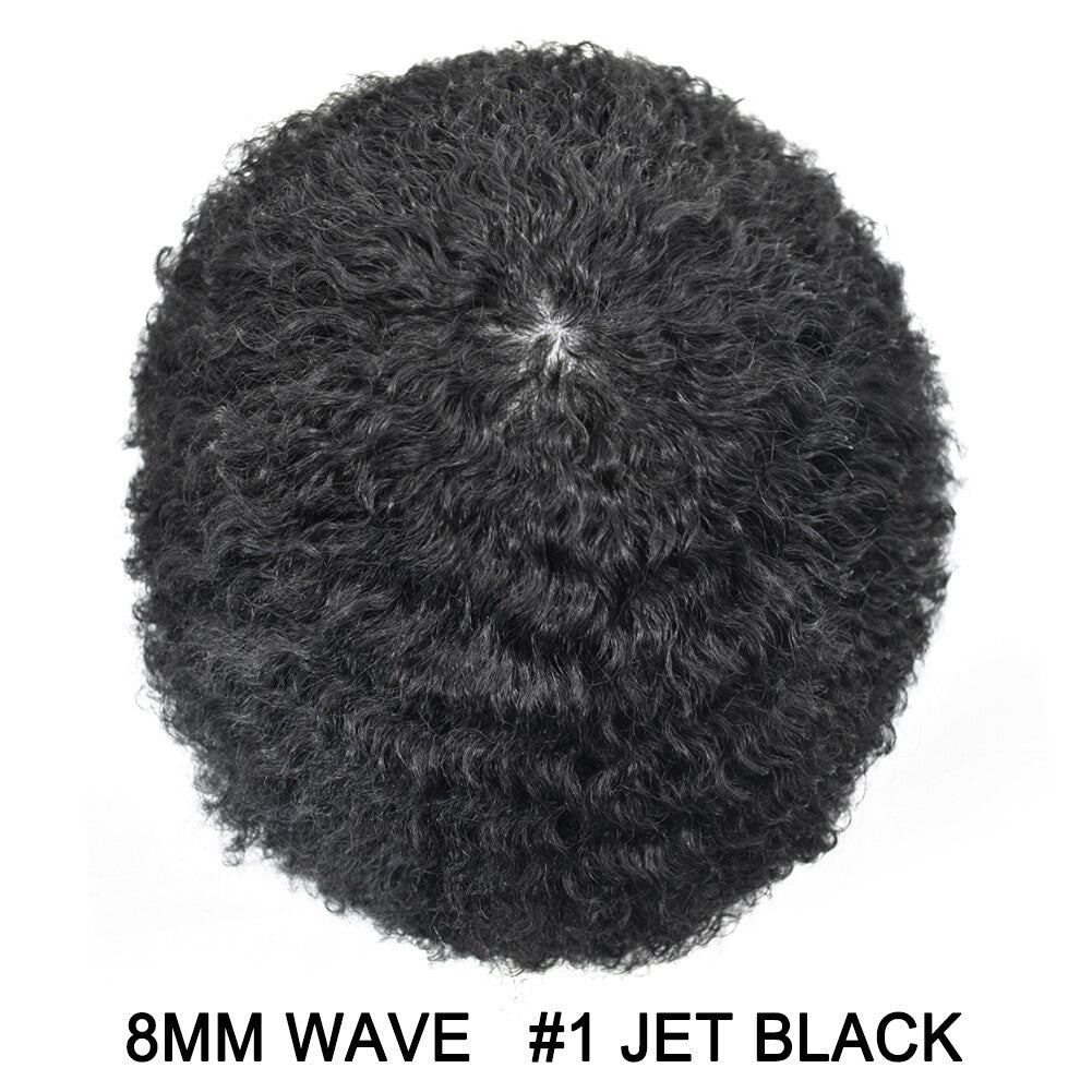 Full Poly Curly Hair System Replacement Wigs for Black Men - Afro Wavy Styles