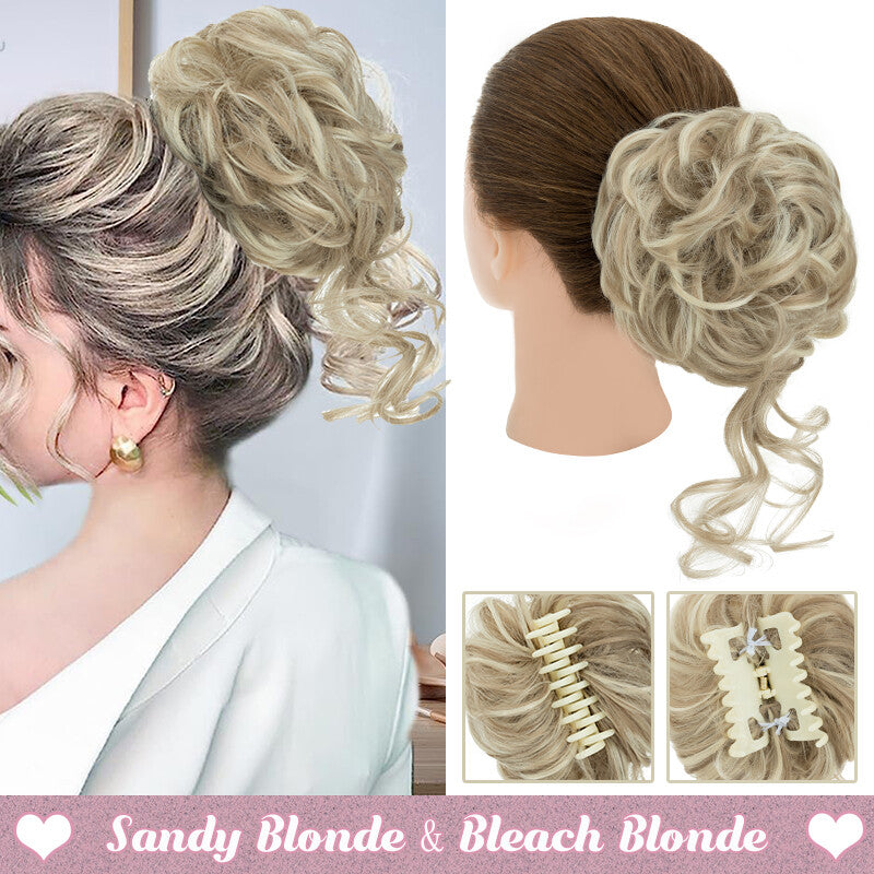 Messy Bun Claw Hair Clip Extensions - Curly Thick Updo Accessory