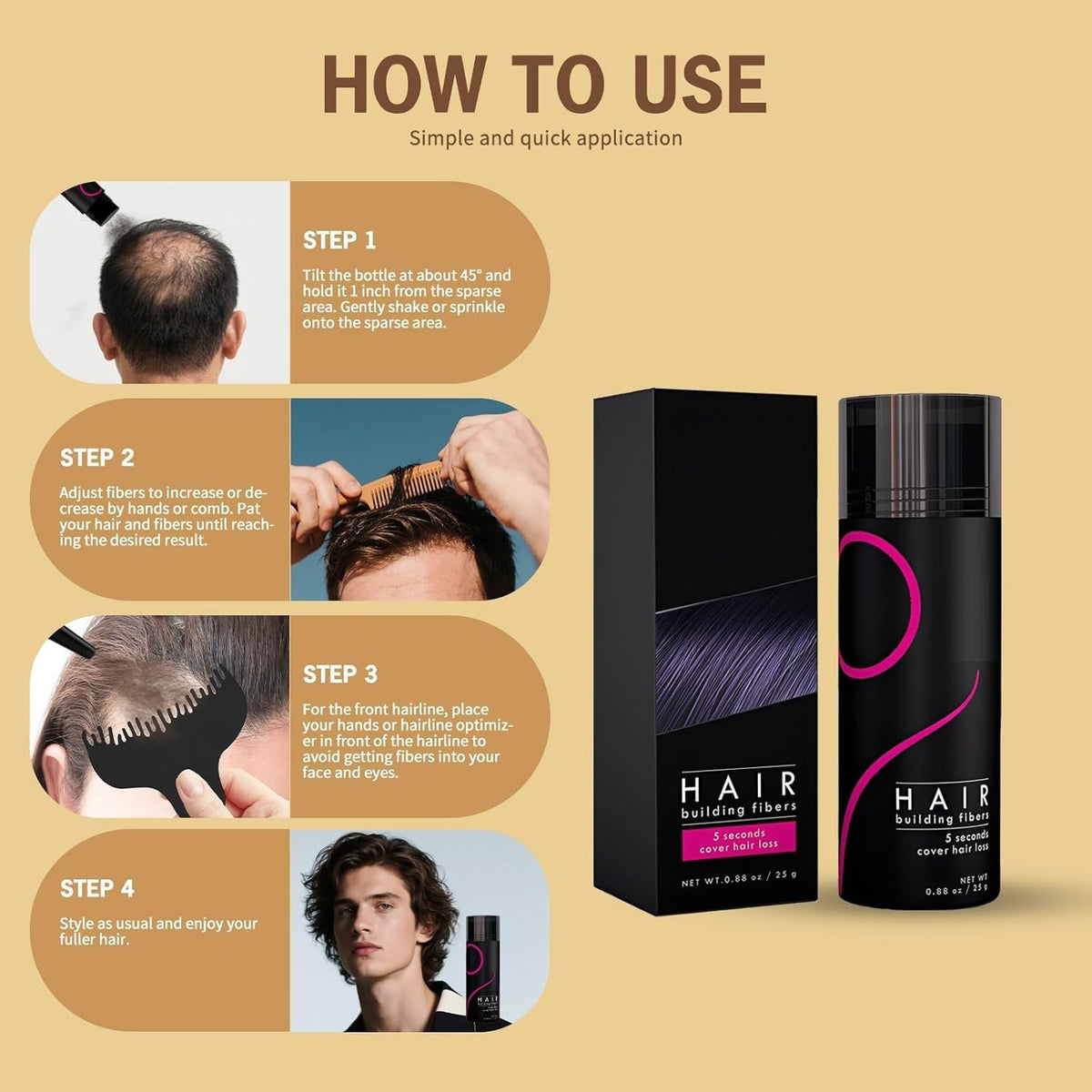 Dark Brown Hair Fibers for Thinning Hair
