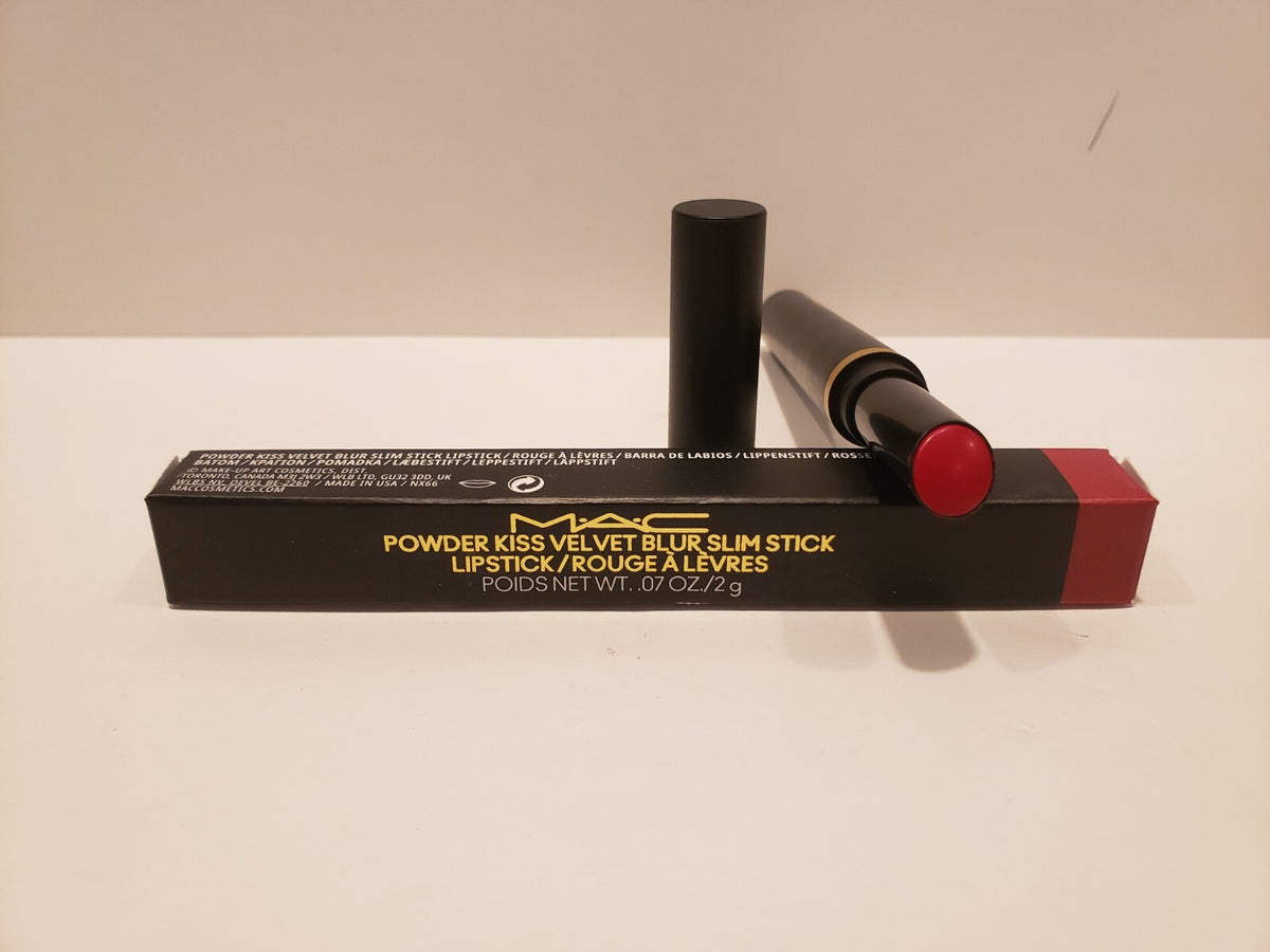 MAC Powder Kiss Velvet Blur Slim Stick Lipstick - Ruby New #889, 0.07 oz