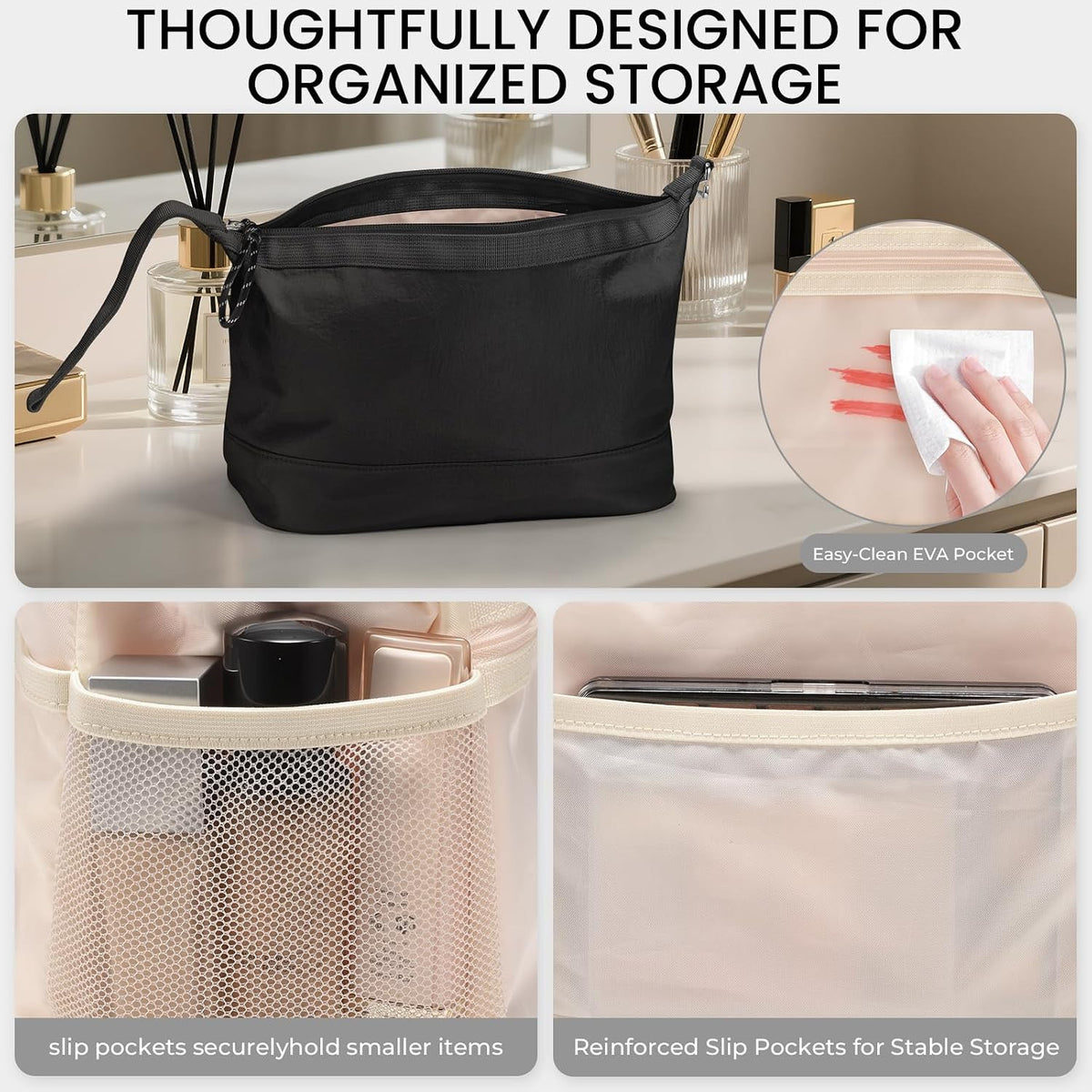 Large Water-Resistant Travel Toiletry Bag for Women with Multiple Pockets