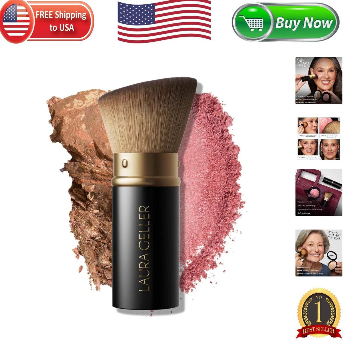 Retractable Angled Kabuki Brush for Flawless Makeup Application