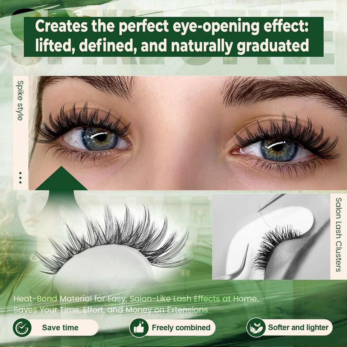 D Curl Spiky Manga Lash Clusters 12-20mm False Eyelashes for Dramatic Anime Look