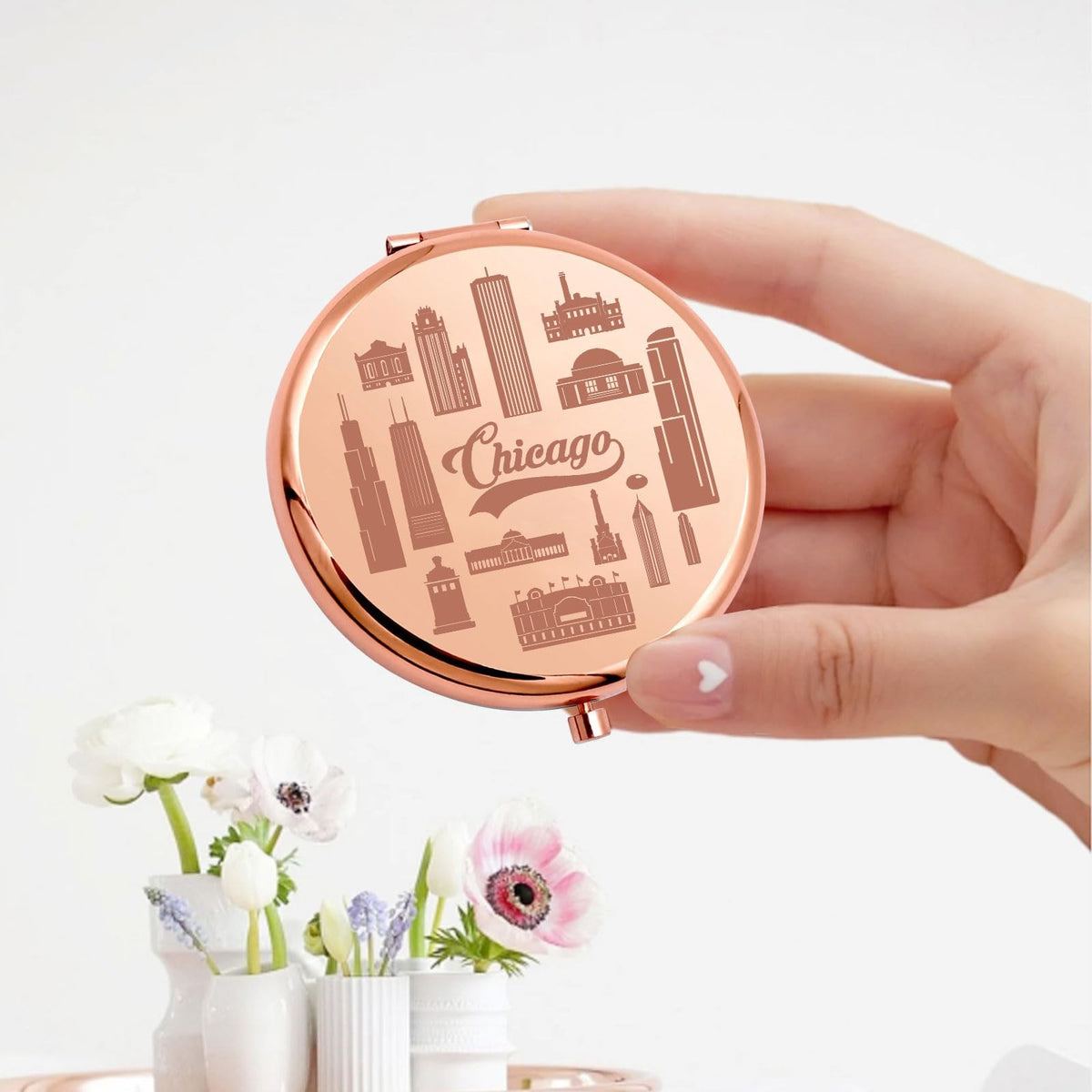Travel Pocket Mirror Compact Makeup Mirror for Girls' Trip Gifts