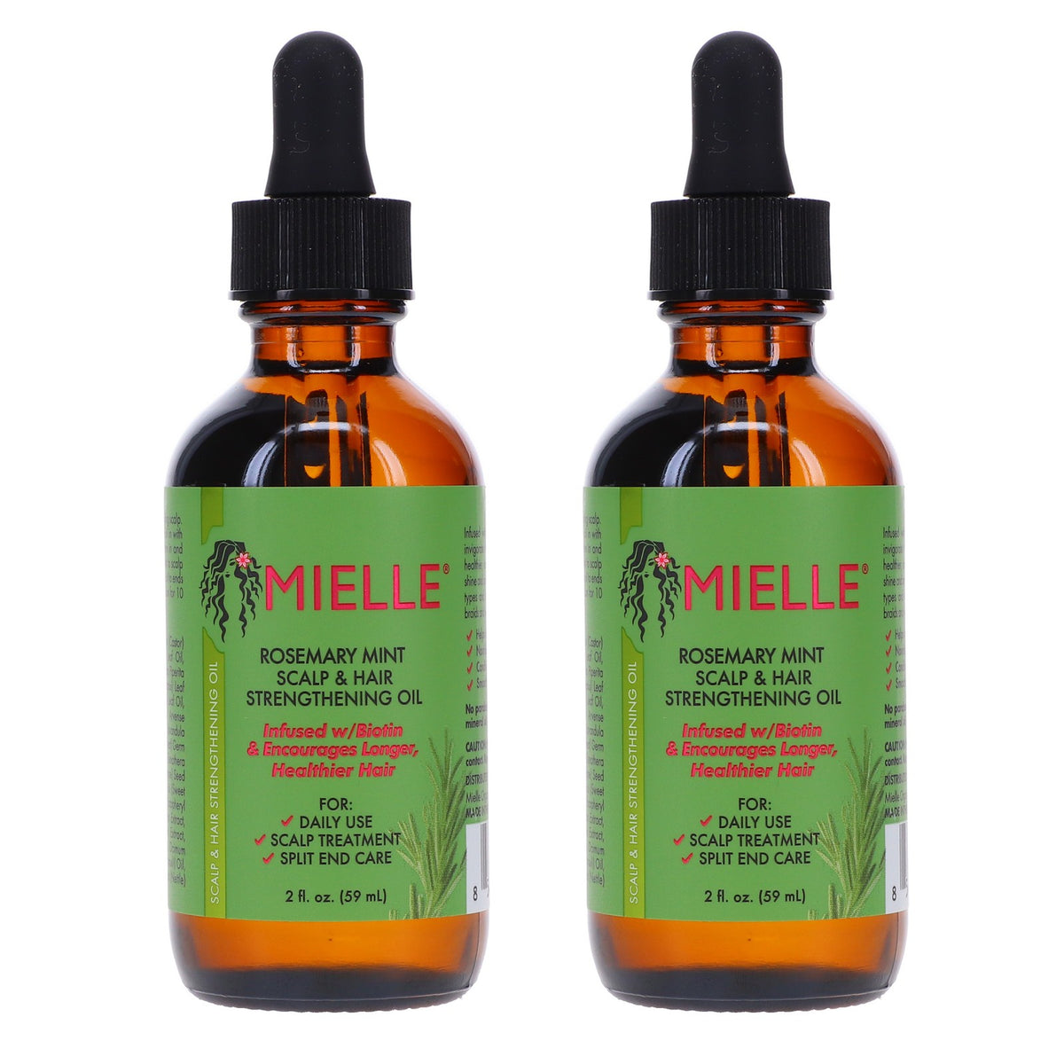Hair Growth Oil with Rosemary & Mint - 2 oz, 3 Pack - Strengthening & Nourishing