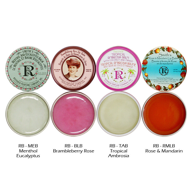 Rosebud Lip Balm Set - Assorted Scents in Tin 0.8 oz