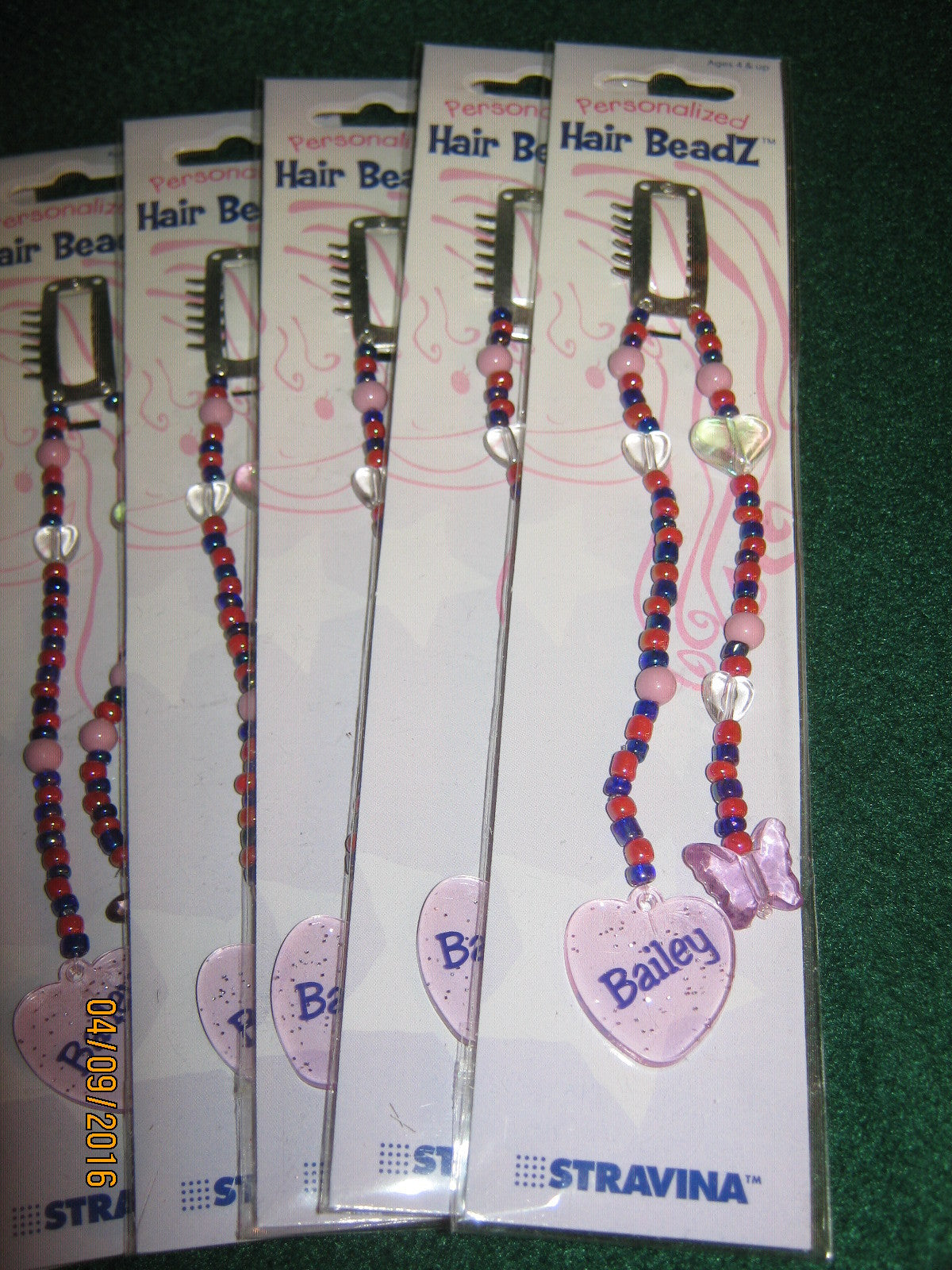 (20) Hair Beads "BAILEY" Logo Name - PINK Stravina / Beadz Children 4