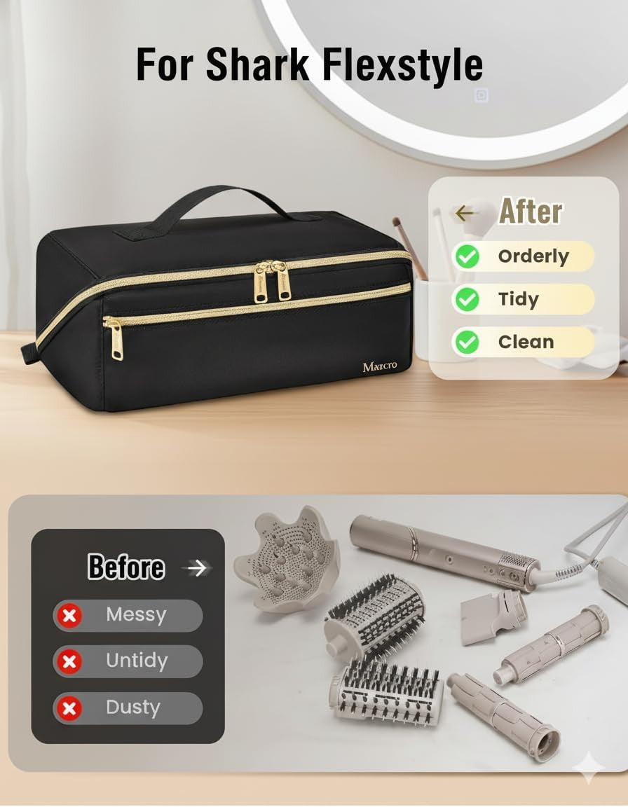 Travel Hair Tool Organizer Bag with Heat Resistant Mat for Shark Flexstyle