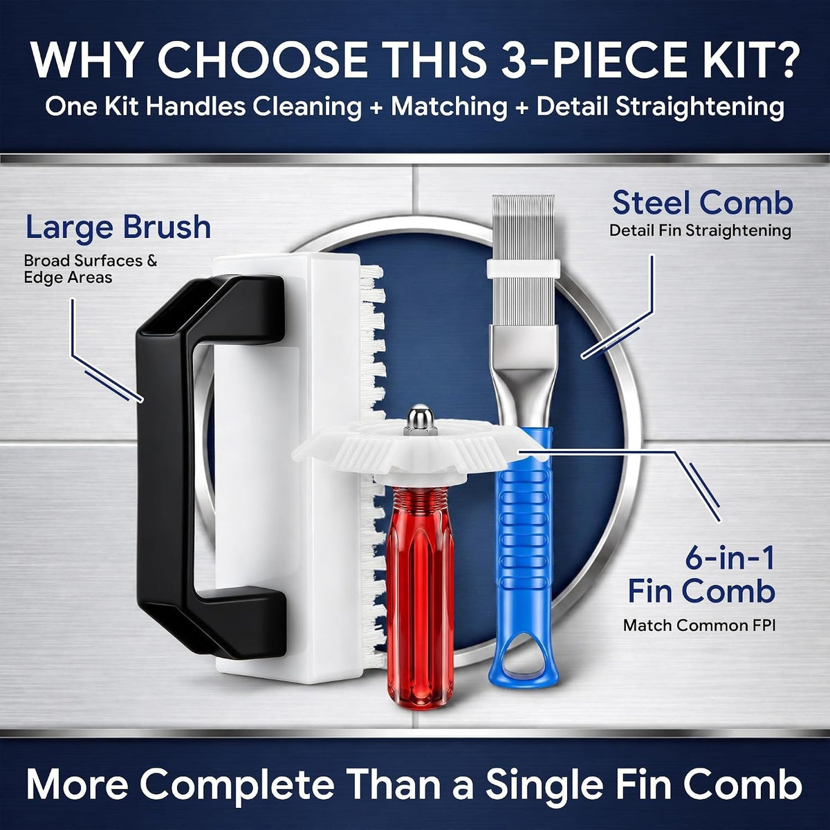 3-Piece AC Fin Comb Cleaner Kit for HVAC & Auto - Improve Airflow