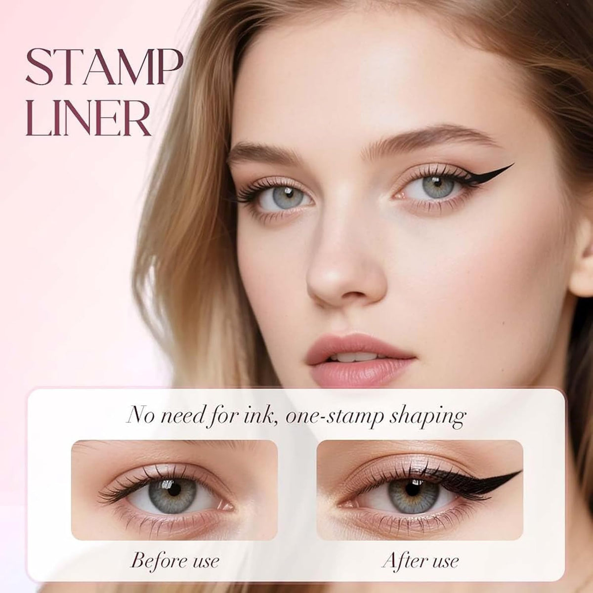 Foldable Eyeliner Stamp Kit for Winged Eye Makeup - Waterproof, Smudge-Proof, Dual-Ended Design