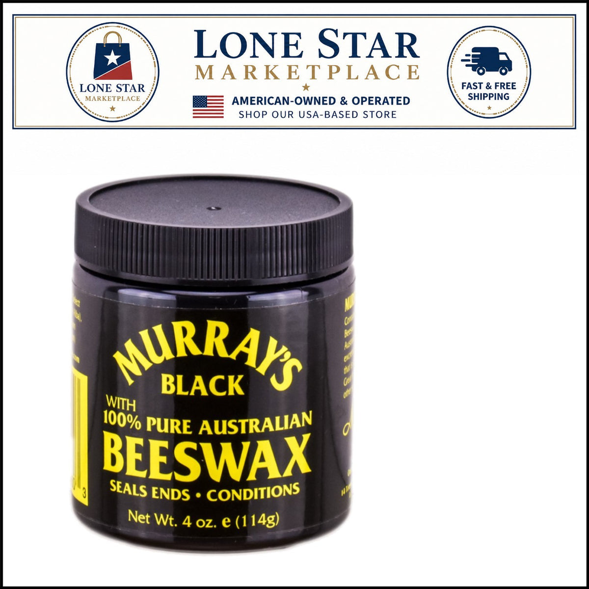 100% Australian Black Beeswax for Natural Hair Curls & Dreadlocks - Unscented 3.5 oz