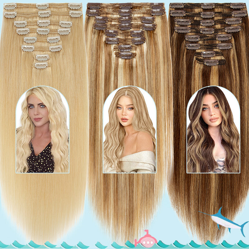 Thick Double Weft Clip-In Human Hair Extensions Full Head 150-170g