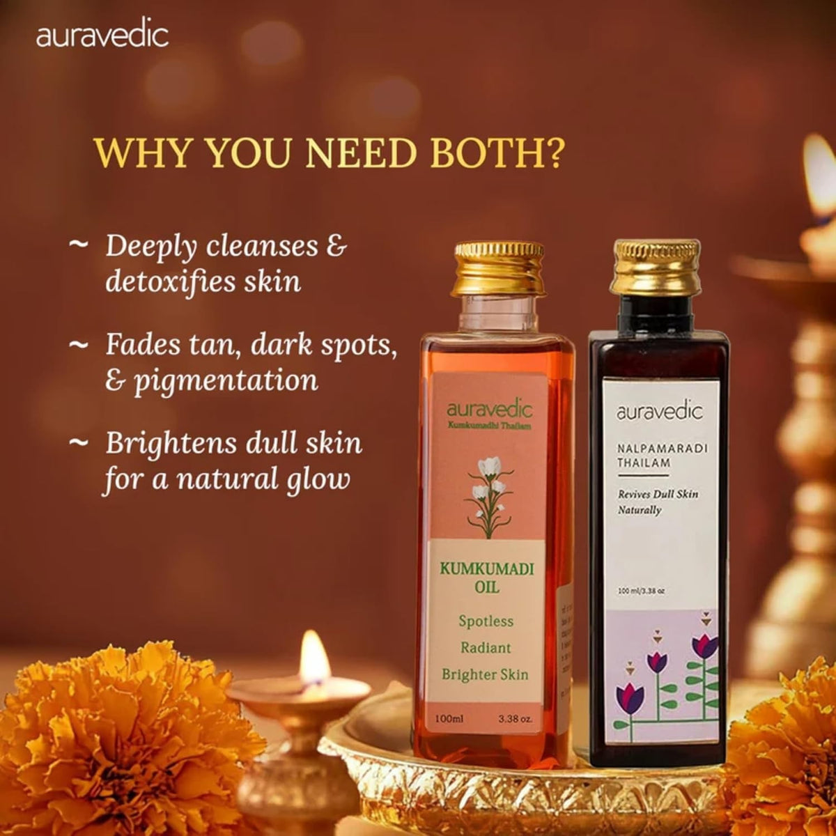 Natural Kumkumadi & Nalpamaradi Thailam - Lightweight Face Body Oil