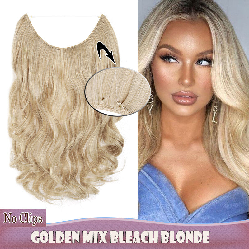 Invisible Wire Clip-In Hair Extensions with Clips & Replacement Wires - Natural & Wavy, 20/24 Inch