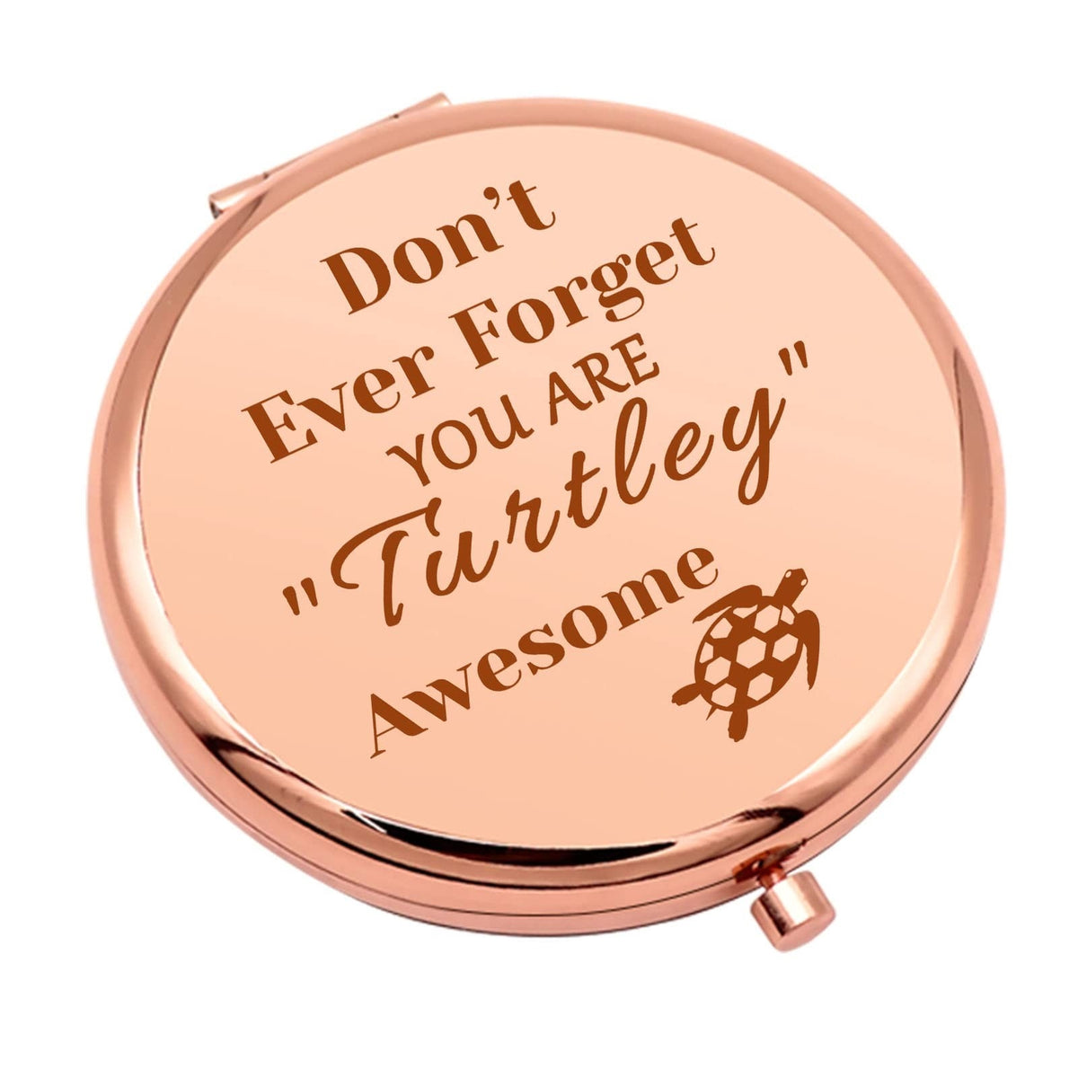 Sea Turtle Compact Makeup Mirror - Rose Gold, Foldable, Inspirational Gift for Women