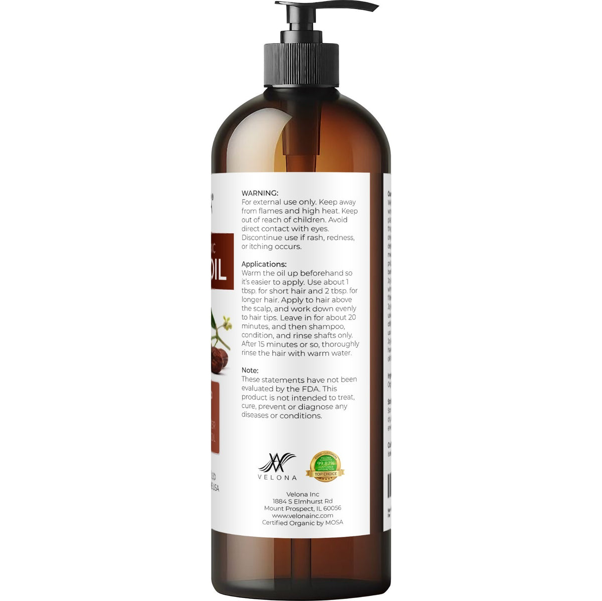 Organic Jojoba Oil - Cold Pressed, Unrefined, 16 Fl Oz - Hydrating Skin & Hair Treatment