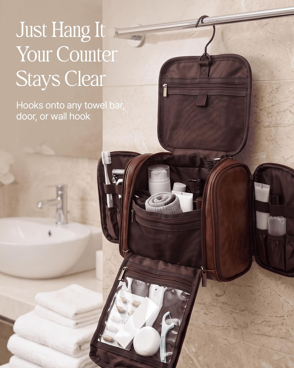 Travel Toiletry Bag Men Small Hanging Dopp Kit Water-Resistant Organizer