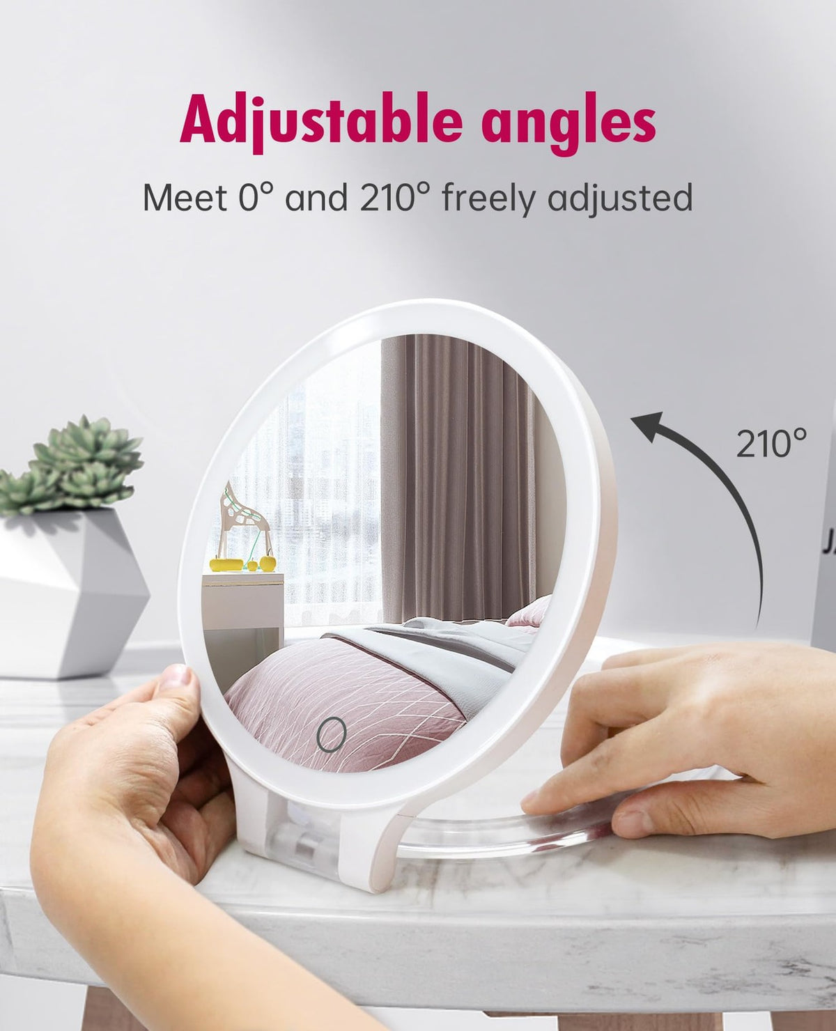 Rechargeable 30X Double Sided LED Makeup Vanity Mirror with 3 Light Modes
