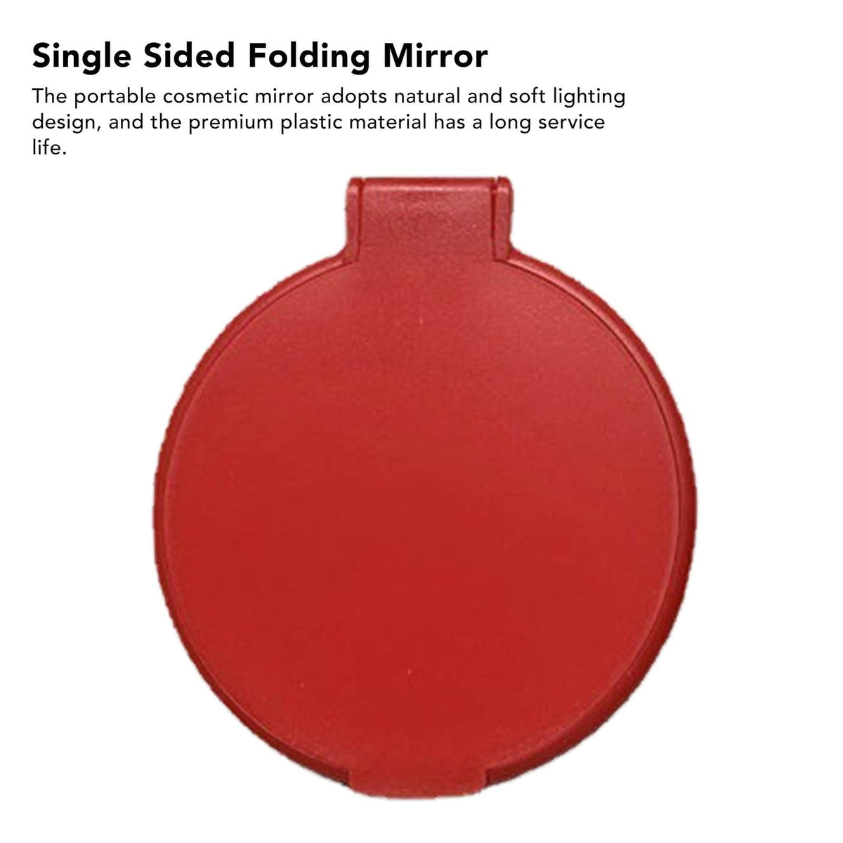 Lighted Folding Circular Pocket Mirror - Compact Travel Makeup Mirror, Red