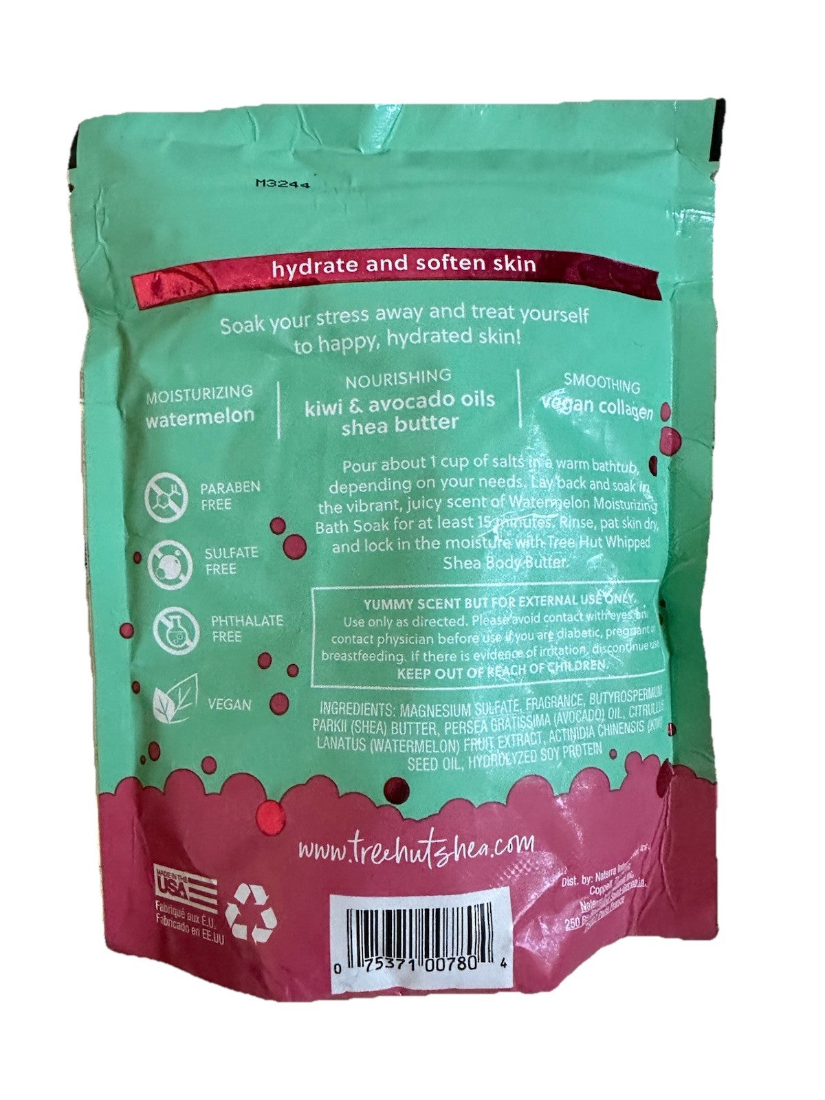 Tree Hut Watermelon Moisturizing Bath Soak 2 Bags Soften & Tone Skin