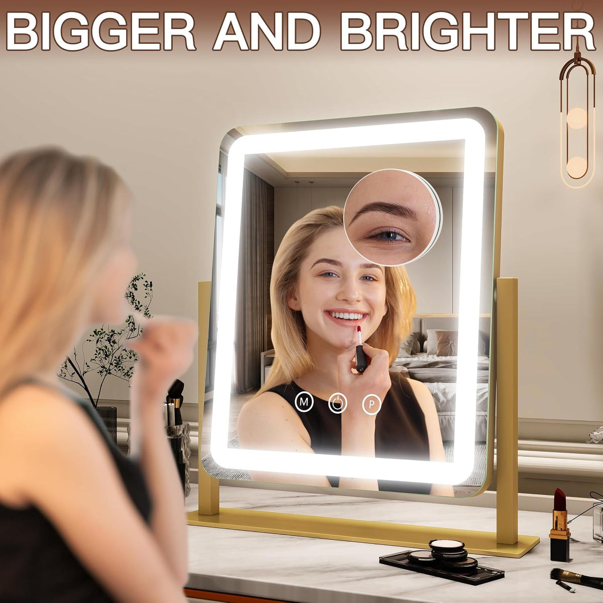 LED Lighted Makeup Mirror with Touch Control, Dimmable 15x12.6 Inches