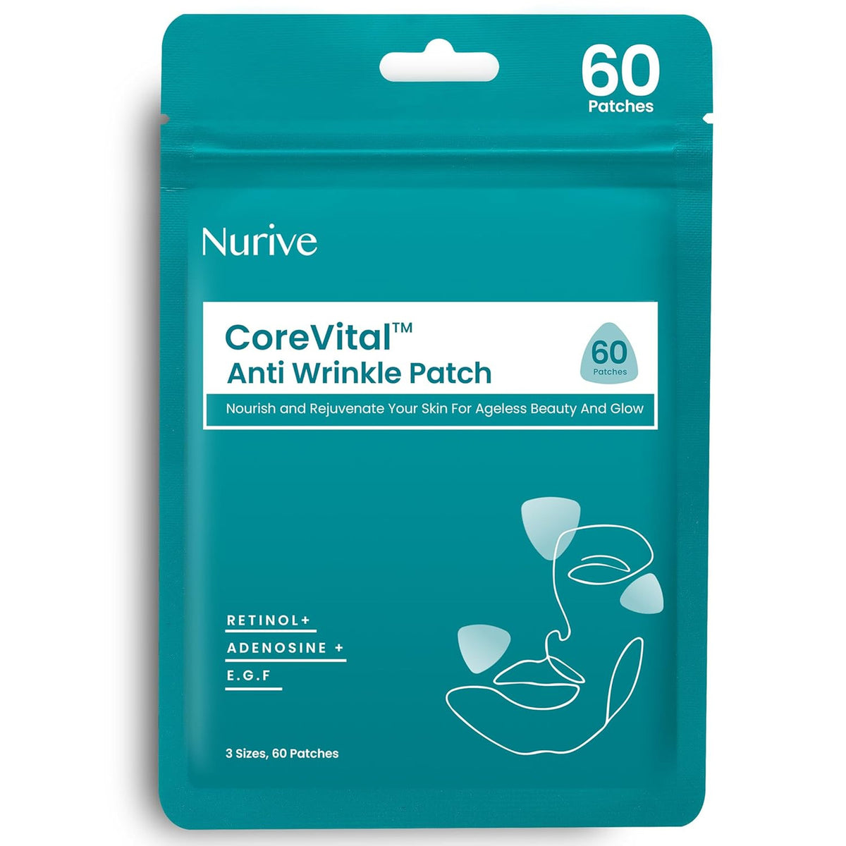 Advanced Wrinkle Patches 60 Count Face Skin Care Tape for Smile & Frown Lines