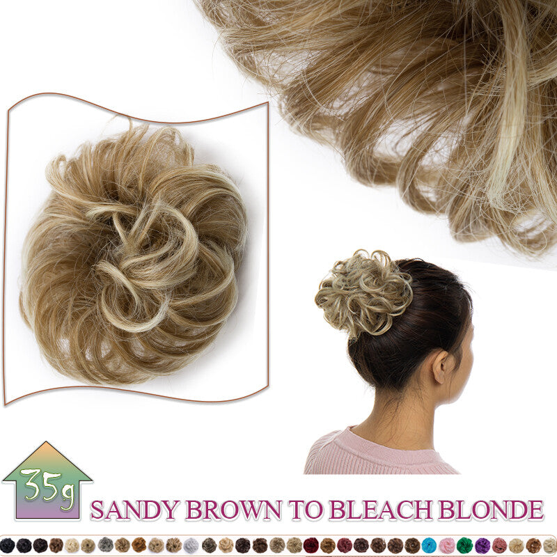Curly Messy Bun Hair Extension Scrunchie Natural Updo Thick Human Hair